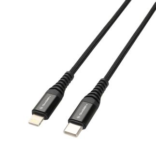 Kabel GoGEN USB-C / Lightning, 1m, opletený, černý