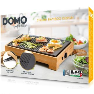 Stolní elektrický gril Plancha - Bamboo Style - DOMO DO9271G, 1 800 W, termostat, plocha 42 x 28 cm