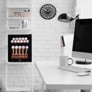 Mini chladnička nápojů - barová lednice - černá - PRIMO PR178BC, Objem 46 litrů, Třída: D, (š x h x v): 44 x 47 x 53 cm