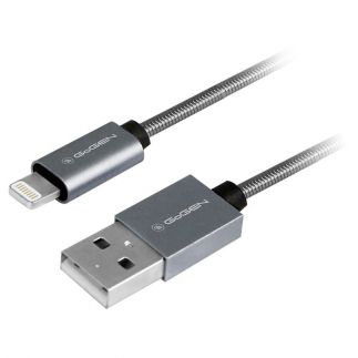 Kabel GoGEN USB / lightning, 1m, ocelový, opletený - titanium
