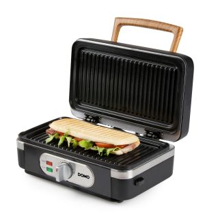 Sendvičovač - Gril - Vaflovač - 3v1 - černý - DOMO DO9278C, příkon 1 100 W, termostat, černá barva