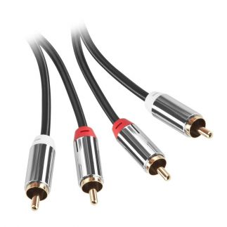 Kabel GoGEN 2x Cinch / 2x Cinch, 5m, pozlacené konektory černý