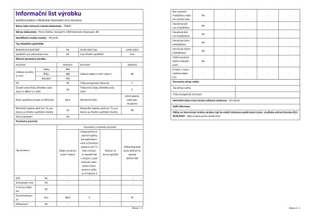 Lednice bez mrazáku - černá - PRIMO PR121FR, Objem: 88 l *, Třída: E