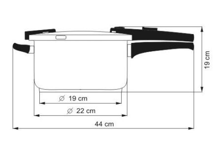 Tlakový hrnec BIOMAX s BIO ventilem, průměr 22 cm, objem 6.0 l, keramický povrch černý granit