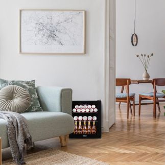 Mini chladnička nápojů - barová lednice - černá - PRIMO PR178BC, Objem 46 litrů, Třída: D, (š x h x v): 44 x 47 x 53 cm