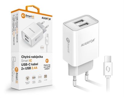 ALI CN 2,4A,2xUSB, USB-C, bílá CHA0043