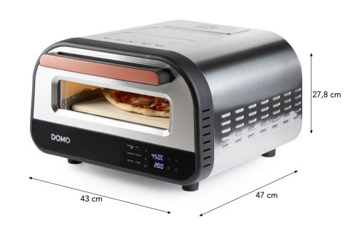 Pizza pec Genius - nerezová, pečící kamen - DOMO DO9289PZ, 1 700 W, až 450°C, časovač