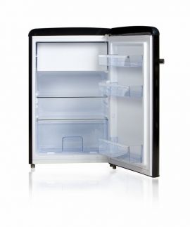 Retro lednice s mrazákem uvnitř - černá - DOMO DO980RTKZ, Objem chladničky: 95 l, Objem mrazáku: 13 l, Třída: E