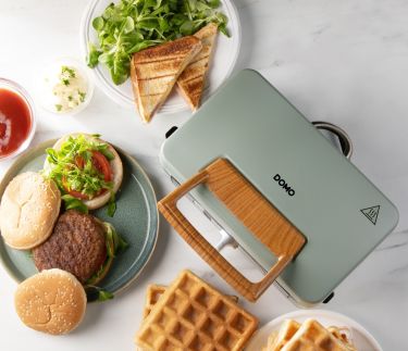Sendvičovač - Gril - Vaflovač - 3v1 - zelený - DOMO DO9276C, příkon 1 100 W, termostat, zelená barva
