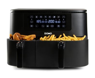 Dvojitá horkovzdušná fritéza 3+6 l - digitální - DOMO DO546FR, 2 850 W, 2 samostatné zóny, 6 automatických programů, XXL kapacita 3 + 6 litrů