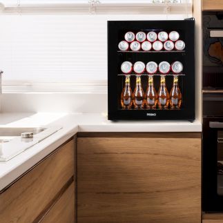 Mini chladnička nápojů - barová lednice - černá - PRIMO PR178BC, Objem 46 litrů, Třída: D, (š x h x v): 44 x 47 x 53 cm
