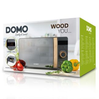 Mikrovlnná trouba - digitální - WOOD YOU - DOMO DO3420, Objem: 20 l, Talíř: 24,5 cm, Výkon: 700 W