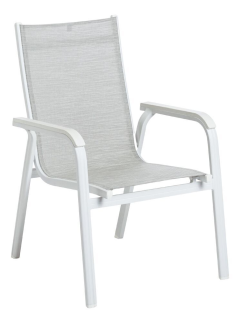 KETTLER BASIC PLUS stohovatelné, hliníkové křeslo - bílá / světle šedá
