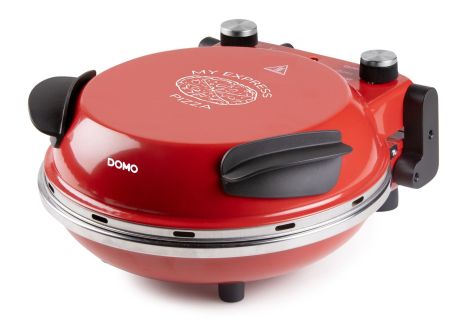 Pizza pec na čerstvou pizzu - červená - DOMO DO9284PZ, 1200 W, až 400 °C, Ø 32 cm, žáruvzdorný keramický kámen