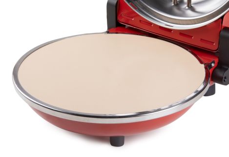 Pizza pec na čerstvou pizzu - červená - DOMO DO9284PZ, 1200 W, až 400 °C, Ø 32 cm, žáruvzdorný keramický kámen