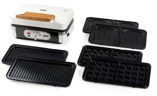 Sendvičovač - Gril - Vaflovač - 3v1 - bílý - DOMO DO9277C, příkon 1 100 W, termostat, bílá barva