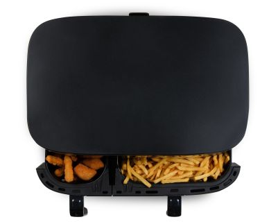 Dvojitá horkovzdušná fritéza 3+6 l - digitální - DOMO DO546FR, 2 850 W, 2 samostatné zóny, 6 automatických programů, XXL kapacita 3 + 6 litrů