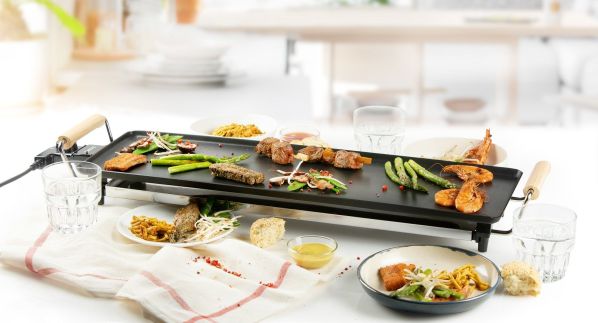Rodinný gril Teppanyaki - Wood Look - DOMO DO8312TP, Příkon: 1 800 W, Pečící plocha: 70cm x 22 cm