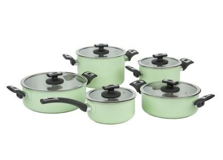 Sada nádobí COMFORT GREEN, 10 dílů, s venkovním keramickým povrchem