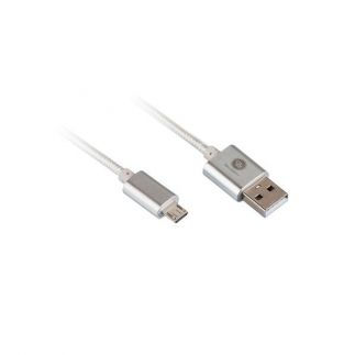 Kabel GoGEN USB/micro USB, 1m, oplétáný - stříbrný