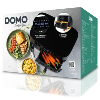 Dvojitá horkovzdušná fritéza 3+6 l - digitální - DOMO DO546FR, 2 850 W, 2 samostatné zóny, 6 automatických programů, XXL kapacita 3 + 6 litrů