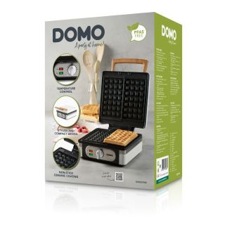 Vaflovač 4x7 s termostatem - bílý - DOMO DO9274W, 1 400 W, manuální termostat, keramický nepřilnavý povrch