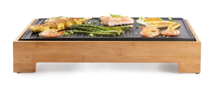 Stolní elektrický gril Plancha - Bamboo Style - DOMO DO9271G, 1 800 W, termostat, plocha 42 x 28 cm