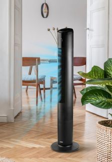 Sloupový ventilátor s ovládáním a podsvícením - DOMO DO8153, 106 cm, 50 W, abientní světlo