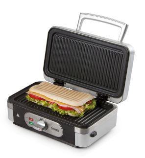 Sendvičovač - Gril - Vaflovač - 3v1 - stříbrný - DOMO DO9136C, příkon 1 000 W, termostat, stříbrný