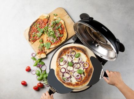 Pizza pec na čerstvou pizzu - DOMO DO9285PZ, 1200 W, až 400 °C, Ø 32 cm, žáruvzdorný keramický kámen