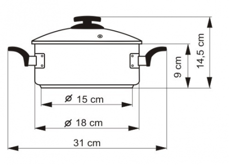 Rendlík BLACK GRANITEC s poklicí, průměr 18cm, objem 2.0l
