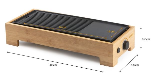 Stolní elektrický gril Plancha - Bamboo Style - DOMO DO9270G, 1 000 W, termostat, plocha 36 x 14 cm