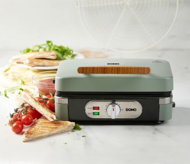 Sendvičovač - Gril - Vaflovač - 3v1 - zelený - DOMO DO9276C, příkon 1 100 W, termostat, zelená barva