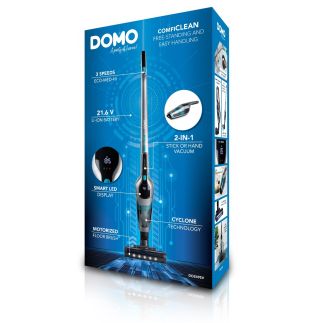 Tyčový aku vysavač 2v1 - 21,6 V Li-ion - DOMO DO249SV, Baterie: 21,6 V Li-Ion, Příkon: 130 W, Výdrží baterie: 55 min, HEPA filtr