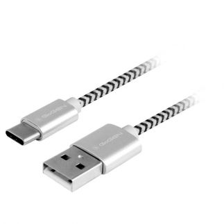 Kabel GoGEN USB / USB-C, 1m, opletený - stříbrný