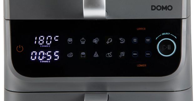 Dvojitá horkovzdušná fritéza 3,5+6,5 l - DOMO DO549FR, 2 500 W, 2 samostatné zóny, celková kapacita 10 litrů