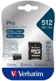 Verbatim Pro microSDXC 512GB V30 U3