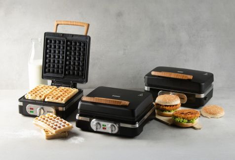 Sendvičovač - Gril - Vaflovač - 3v1 - černý - DOMO DO9278C, příkon 1 100 W, termostat, černá barva