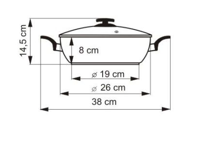Pánev BLACK GRANITEC, s poklicí, průměr 26 cm, objem 3.4 l