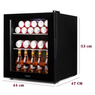 Mini chladnička nápojů - barová lednice - černá - PRIMO PR178BC, Objem 46 litrů, Třída: D, (š x h x v): 44 x 47 x 53 cm