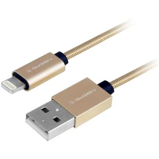 Kabel GoGEN USB / lightning, 1m, ocelový, opletený - zlatý