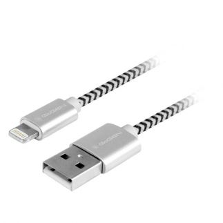 Kabel GoGEN USB / lightning, 1m, opletený - stříbrný