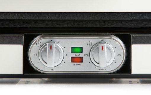 Vaflovač 4x7 s termostatem a časovačem - bílý - DOMO DO9280W, 1 520 W, manuální termostat, časovač, keramický nepřilnavý povrch