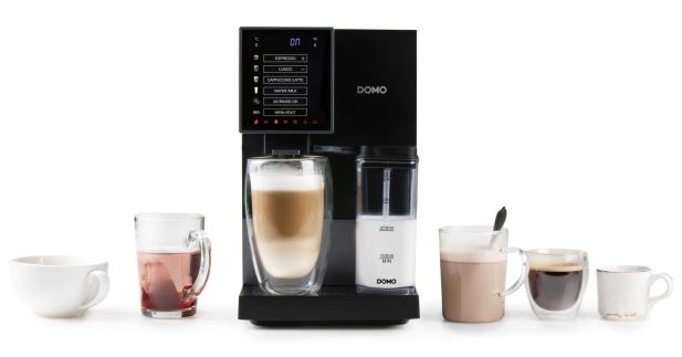 Automatický Espresso kávovar - černo šedý - DOMO DO744K, 1 350 W, 19 barů, LCD displej