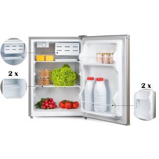 Lednice s mrazící přihrádkou - stříbrná - PRIMO PR154FR, Objem: 66 l *, Třída: E, (š x h x v): 44,5 x 51 x 63 cm