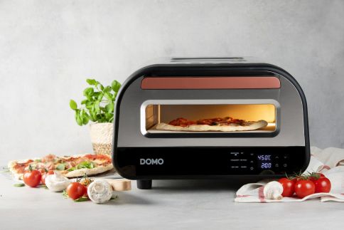 Pizza pec Genius - nerezová, pečící kamen - DOMO DO9289PZ, 1 700 W, až 450°C, časovač