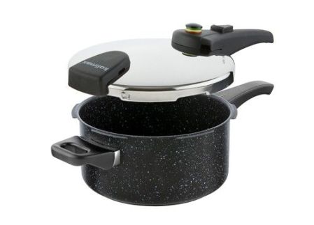 Tlakový hrnec BIOMAX s BIO ventilem, průměr 22 cm, objem 4.0 l, BLACK GRANITEC