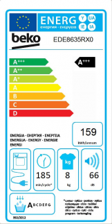 Sušička prádla BEKO EDE8635RX0 kondenzační