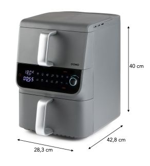 Dvojitá horkovzdušná fritéza 3,5+6,5 l - DOMO DO549FR, 2 500 W, 2 samostatné zóny, celková kapacita 10 litrů
