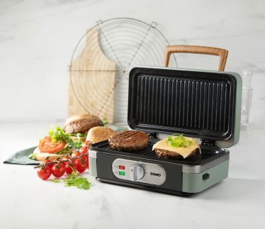 Sendvičovač - Gril - Vaflovač - 3v1 - zelený - DOMO DO9276C, příkon 1 100 W, termostat, zelená barva